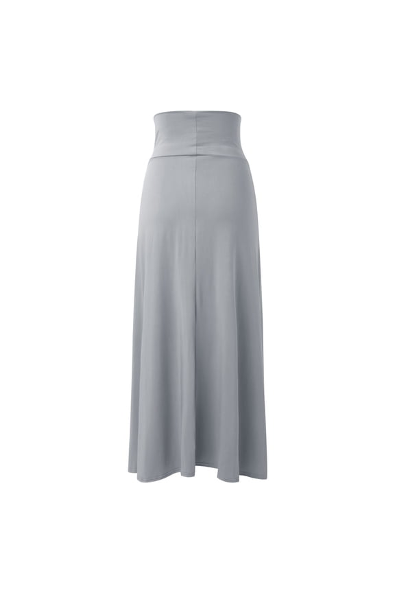 Long Skirts for Women Double Split Maxi Long Skirt Basic Two Side Slit High Waist Bodycon Midi Skirt Grey M