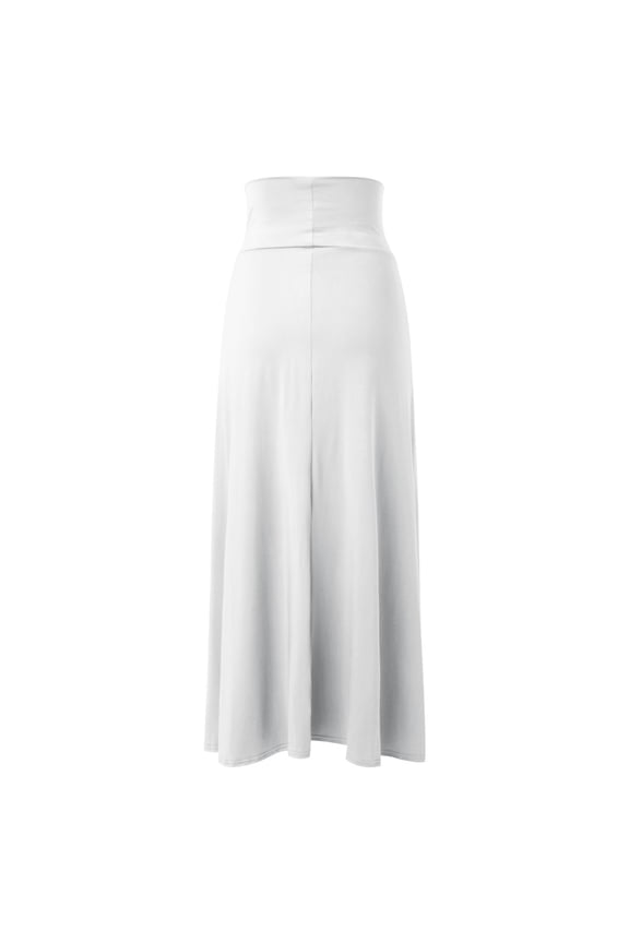 Long Skirts for Women Double Split Maxi Long Skirt Basic Two Side Slit High Waist Bodycon Midi Skirt White L
