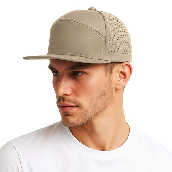 HJYCHN Men's Performance Baseball Cap Adjustable Snapback Hat Lightweight Breathable Mesh for Outdoor Sports and Casual Wear Khaki One Size