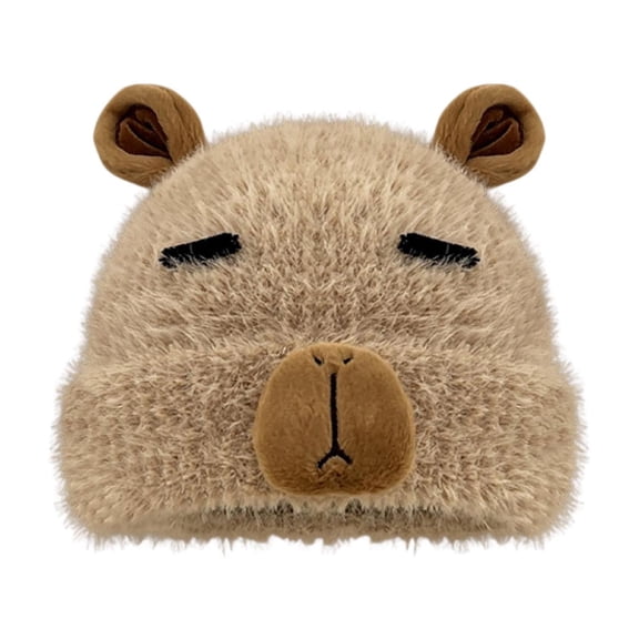 HJYCHN Men's Winter Hat Plush Knit Cap for Cold Weather Outdoor Activities Thermal Ear Headgear with Soft Khaki One Size