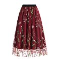 thumbnail image 1 of HJYCHN Mini Skirts for Women Fashion Embroidery Skirt with Pocket Elastic Waist Loose Short A-Line Mesh Ballet Skirt Red M, 1 of 5