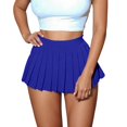 thumbnail image 1 of HJYCHN Mini Skirts for Women Solid Color A-Line Pleated Skirt High Waist Flared with Zipper Casual Stretch Short Plaid Skirts for Women Dark Blue S, 1 of 4