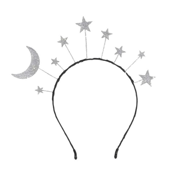 HJYCHN Moon Glitter Headband Alloy Hair Accessory Elegant Party Festival Wear Shiny Decoration Head Accessories Silver One Size