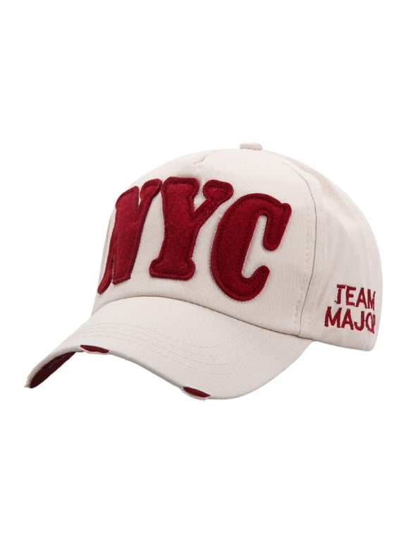 NYC Letter Baseball Cap for Men and Women Adjustable Sports Hat Casual Sun Outdoor Dad Hat Beige One Size