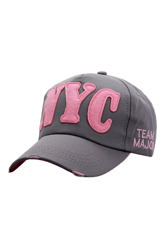 NYC Letter Baseball Cap for Men and Women Adjustable Sports Hat Casual Sun Outdoor Dad Hat Light Gray One Size