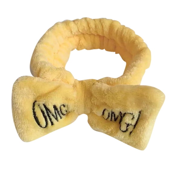 HJYCHN OMG Letter Hair Tie Bow Headband for Women Face Washing Makeup Hair Accessories Printed Hairband Yellow One Size