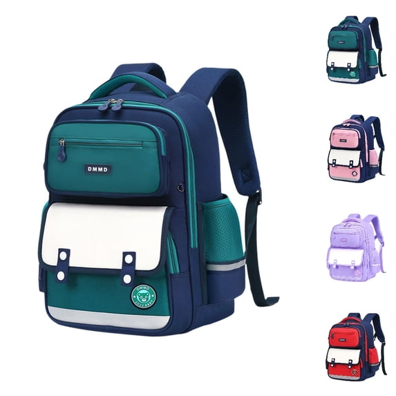 HJYCHN School Backpack British Style Large Capacity Lightweight Bookbag for Kids Boys Girls Elementary Students School Backpacks Green One Size