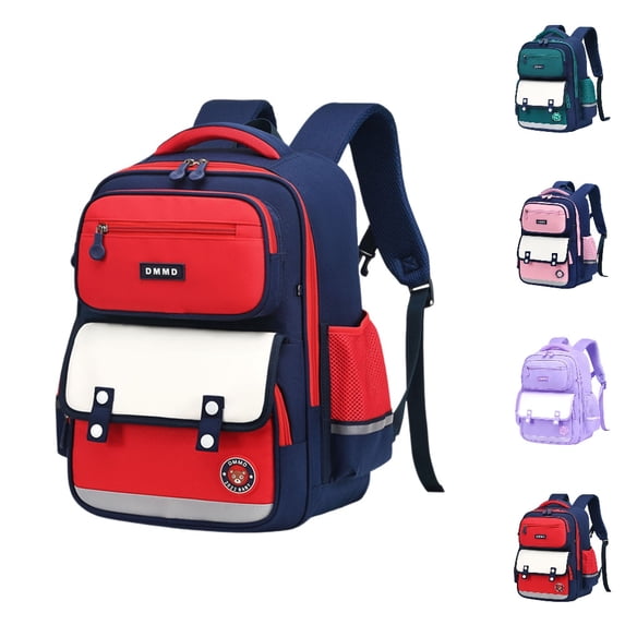 HJYCHN School Backpack British Style Large Capacity Lightweight Bookbag for Kids Boys Girls Elementary Students School Backpacks Red One Size