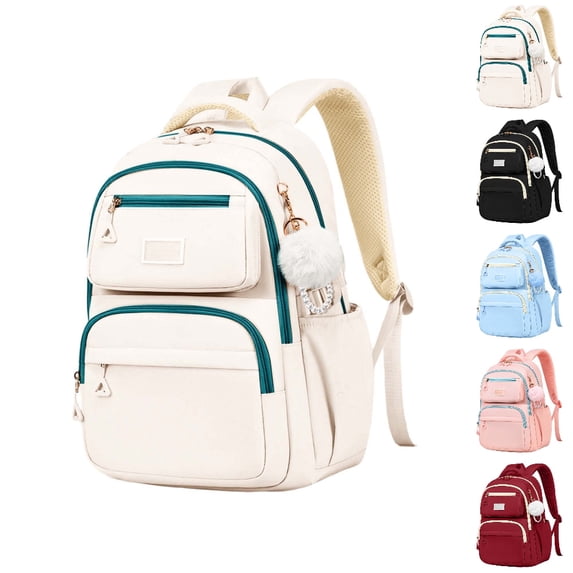 HJYCHN School Backpack Cute Print Lightweight Bookbag for Girls Kids School Daily Use Comfortable Straps Backpack for School Beige One Size