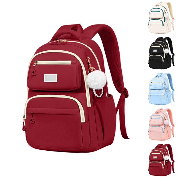 HJYCHN School Backpack Cute Print Lightweight Bookbag for Girls Kids School Daily Use Comfortable Straps Backpack for School Red One Size