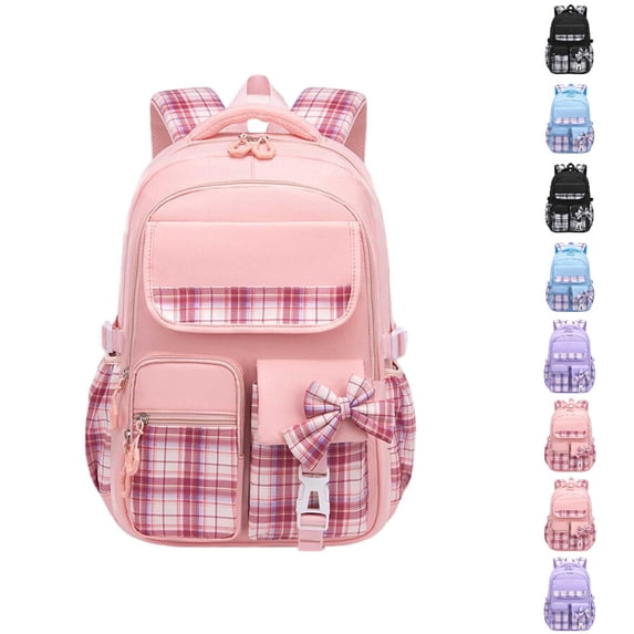HJYCHN School Backpack for Girls Lightweight Ergonomic Large Capacity Daypack for Kids Girls Grades 1-6 Ages 7-16 School Backpacks Light Pink One Size