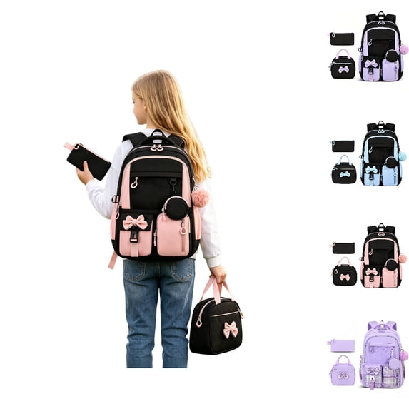 HJYCHN School Backpack Three Piece Bookbag Set with Lunch Bag for Boys and Girls Kids School Children School Backpacks for Boys Pink One Size