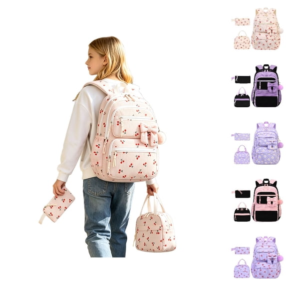 HJYCHN School Backpacks Three Piece School Bundle with Lunch Pencil Bag for Kids Boys and Girls School Backpack Beige One Size