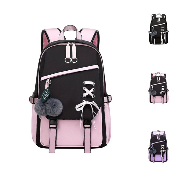 HJYCHN School Backpacks for Girls Stylish Cute Casual Daypack for Girls Kids Elementary Middle School Daily Use School Backpack Pink B