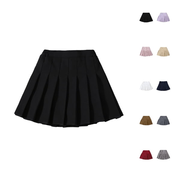 HJYCHN School Skirts for Girls High Waist Pleated Skirt with Side Zipper A Line Short Skirt for School Daily Wear Back to School Outfits for Girls 7-8 Years