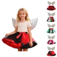 thumbnail image 1 of HJYCHN School Skirts for Girls Red Black Colorblock Mesh Tutu Skirt with Satin Bow for Carnival Party Back to School Clothes 6-8 Years, 1 of 5