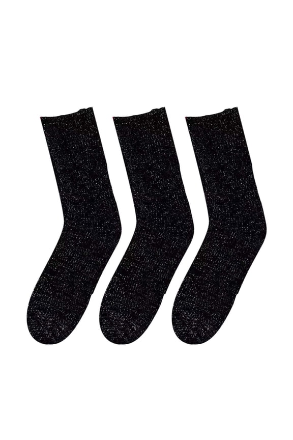 Sheer Socks Metallic Glitter Lurex Dress Socks Elegant Holiday Party Hosiery Comfortable Stretch with Reinforced Toe Girls Socks Black One Size