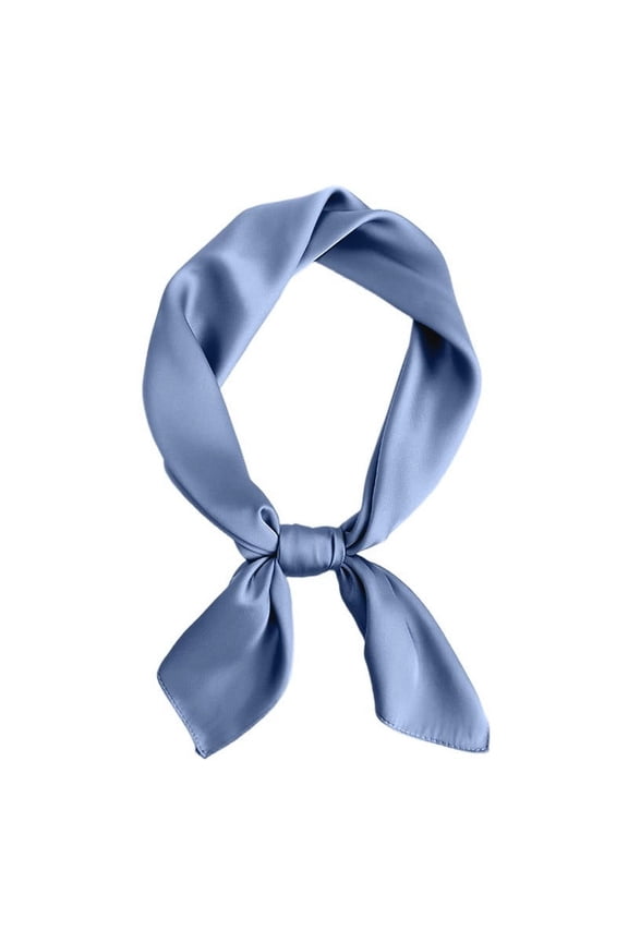 Silk Scarves 70x70cm Polka Kerchief for Women Stylish Neck Scarf Ribbon Design Blue One Size