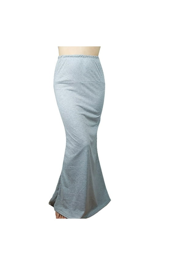 Slim Fit Pencil Skirt for Women with High-Waisted Elastic Band Bodycon Style Maxi Length Skirt Light Gray M