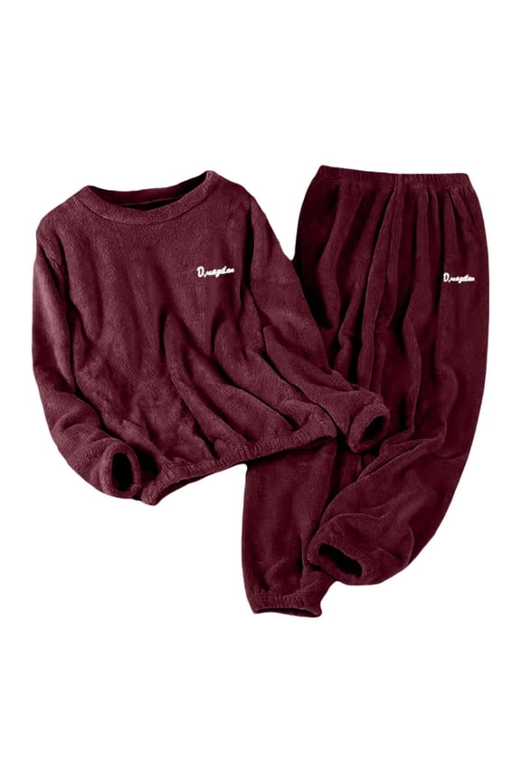 Soft Winter Pajama Set Long Sleeve Thermal Loungewear Comfortable Home Sleepwear Outfit for Women Plus Size XXL