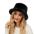 thumbnail image 1 of HJYCHN Solid Color Fisherman Bucket Hat For Women Warm Winter Casual Outdoor Comfort Black One Size, 1 of 5