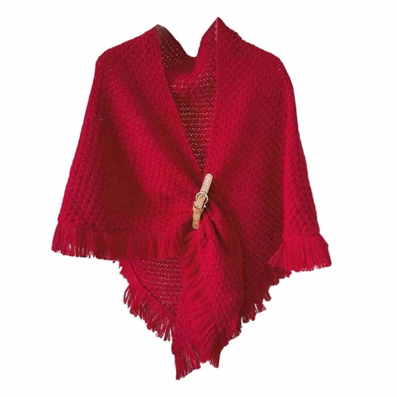 HJYCHN Solid Color Triangle Shawl Wrap Elegant Scarf for Draping Over Shirts and Coats Versatile Fashion Accessory Red One Size