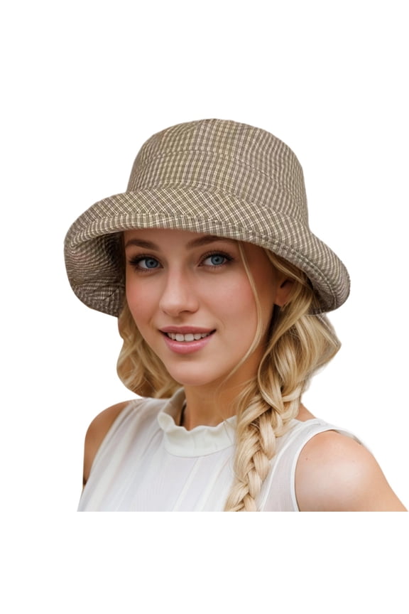 Stylish Checkered Sun Hat for Outdoor Summer Beach Travel Gardening Casual Wear Lightweight Breathable Adjustable Comfort Green One Size
