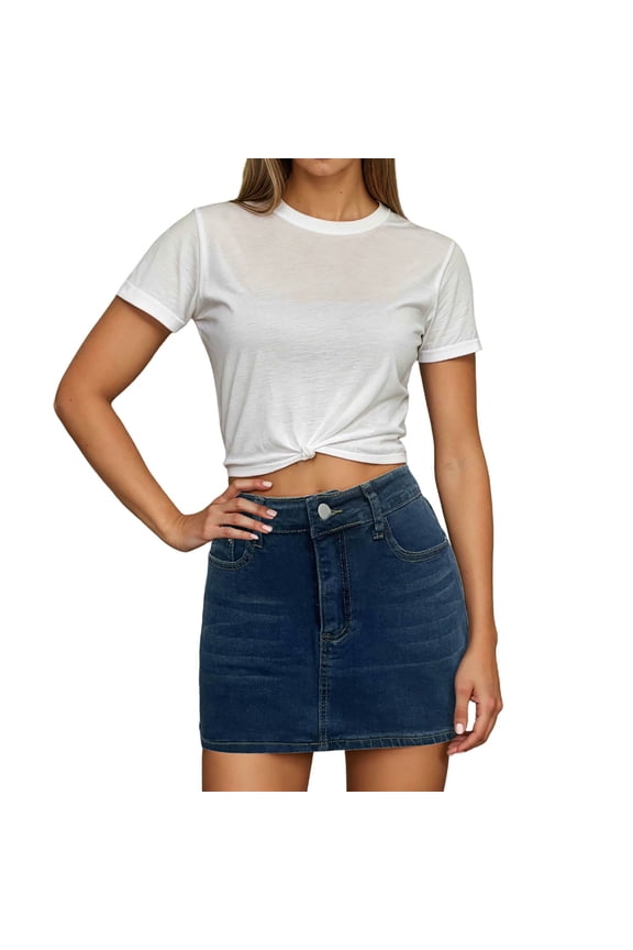 Stylish Everyday Denim Mini Skirt for Women Comfortable Spring andCasual Wear Easy Machine Wash Basic Design Blue M
