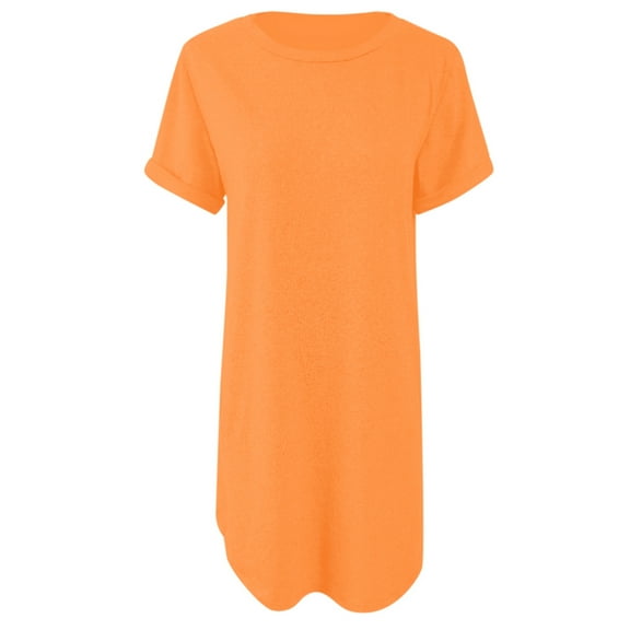 HJYCHN Stylish Tennis Dress for Women with Roll Up Sleeves and Modern Asymmetrical Hem Design Orange XL