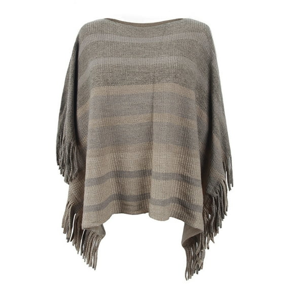HJYCHN Stylish Women Poncho Shawl Wrap Cape with Fringe Tassel Hem Design for and Versatile Fashion Wear Khaki One Size