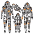 thumbnail image 1 of HJYCHN Suits Family Halloween Pajamas Halloween Family Pajamas Ghost Pumpkin Bat Spider Web Print Hooded Zip Front Long Sleeve Full Length, 1 of 7
