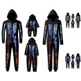 thumbnail image 1 of HJYCHN Suits Family Halloween Pajamas Halloween Family Pajamas Skeleton Print Hooded Zip Front Long Sleeve Full Length Homewear, 1 of 6