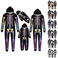 thumbnail image 1 of HJYCHN Suits Halloween Family Pajamas Family Pajamas Matching Sets Skeleton Print Hooded Zip Front Long Sleeve Full Length Homewear, 1 of 8