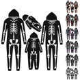thumbnail image 1 of HJYCHN Suits Halloween Family Pajamas Family Pajamas Matching Sets Skeleton Print Hooded Zip Front Long Sleeve Full Length Homewear, 1 of 8