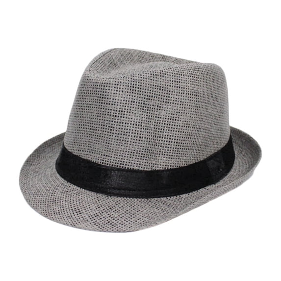HJYCHN Summer Casual Straw Fedora Sun Hat with Short Brim for Outdoor Beach Travel Grey One Size