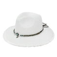 thumbnail image 1 of HJYCHN Summer Holiday Casual Panama Style Sun Hat with Brim Shade for Outdoor Travel White One Size, 1 of 4