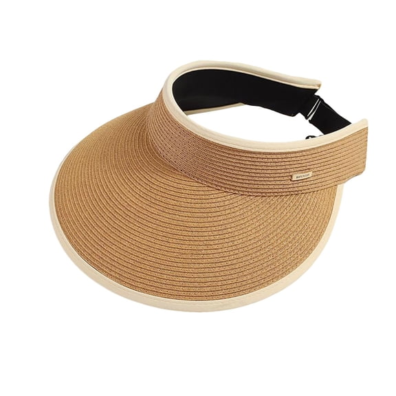 HJYCHN Summer Straw Cowboy Hat Rolled Brim Sun Wide Brimmed Foldable Design for Outdoor Beach Western Style Khaki 60cm