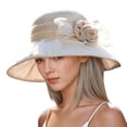 thumbnail image 1 of HJYCHN Summer Women's Floral Beret Elegant Outdoor Sun Hat with Brim Beige M, 1 of 4