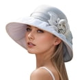 thumbnail image 1 of HJYCHN Summer Women's Floral Beret Elegant Outdoor Sun Hat with Brim Grey M, 1 of 4