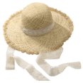 thumbnail image 1 of HJYCHN Summer Women's Wide Brim Raffia Sun Hat Adjustable Chin Strap For Beach Sun Beige One Size, 1 of 3
