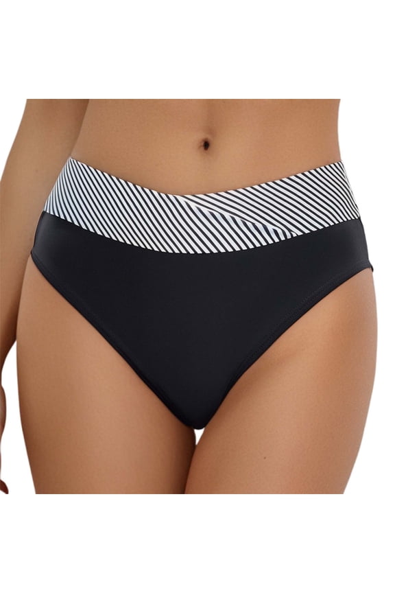 Swim Shorts for Women Cross-Front High Waist Triangle Bikini Bottoms Comfortable Swimwear for Beach and Pool Swim Bottoms for Women Black XXL