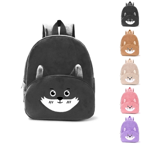 HJYCHN Toddler Backpack Adorable Cartoon Plush Design Spacious Daypack for Kids Boys and Girls School Kids School Backpack Black_001 One Size