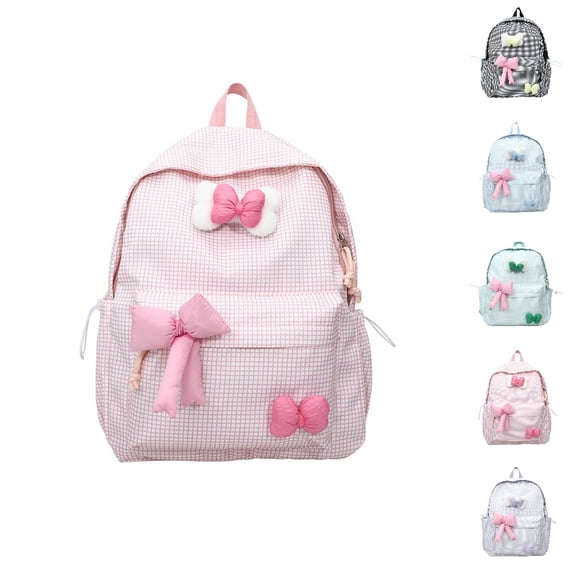 HJYCHN Toddler Backpack Plaid Bow Design Large Capacity Daypack for Kids Boys Girls School Travel Kids School Backpack Pink One Size