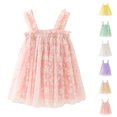 thumbnail image 1 of HJYCHN Toddler Dress Sleeveless Daisy Print Mesh Party Gown with Ruffled Straps for Carnival Girls Dress 12-18 Months, 1 of 6