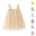 thumbnail image 1 of HJYCHN Toddler Dress Sleeveless Daisy Print Mesh Party Gown with Ruffled Straps for Carnival Girls Dress 2-3 Years, 1 of 6
