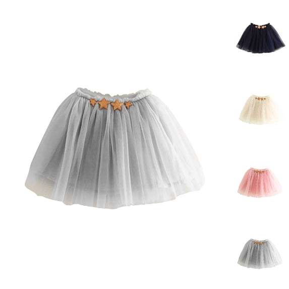 HJYCHN Tutu Skirt Girls Star Patch Mesh Tutu Skirt with Lining for Carnival Party Dance Performance Back to School Clothes for Girls 2-3 Years