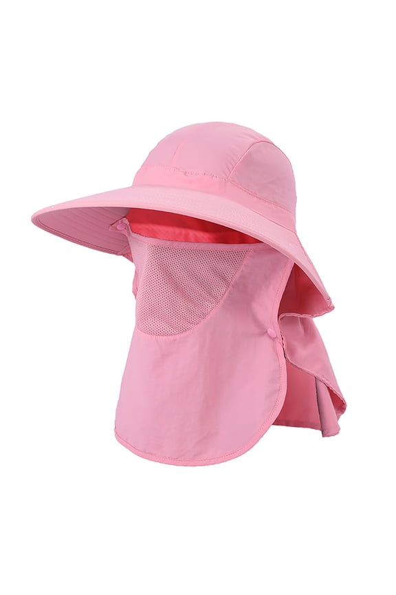 Unisex Adjustable Bucket Hat with Detachable Sun Wide Brim for Outdoor Activities Pink One Size