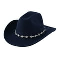thumbnail image 1 of HJYCHN Western Cowboy Hat Bohemian Style Fedora with Rhinestone Embellishments for Men and Women Fashion Accessory Navy One Size, 1 of 4
