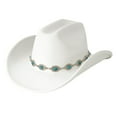 thumbnail image 1 of HJYCHN Western Cowboy Hat Turquoise Bohemian Wide Brim Design Party Hat With Chain For Men And Women Fashionable Unisex Accessory White One Size, 1 of 4