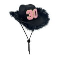 thumbnail image 1 of HJYCHN Western Cowboy Hat for Birthday Party Prom Performance and Casual Style Pompom Hat Black One Size, 1 of 3